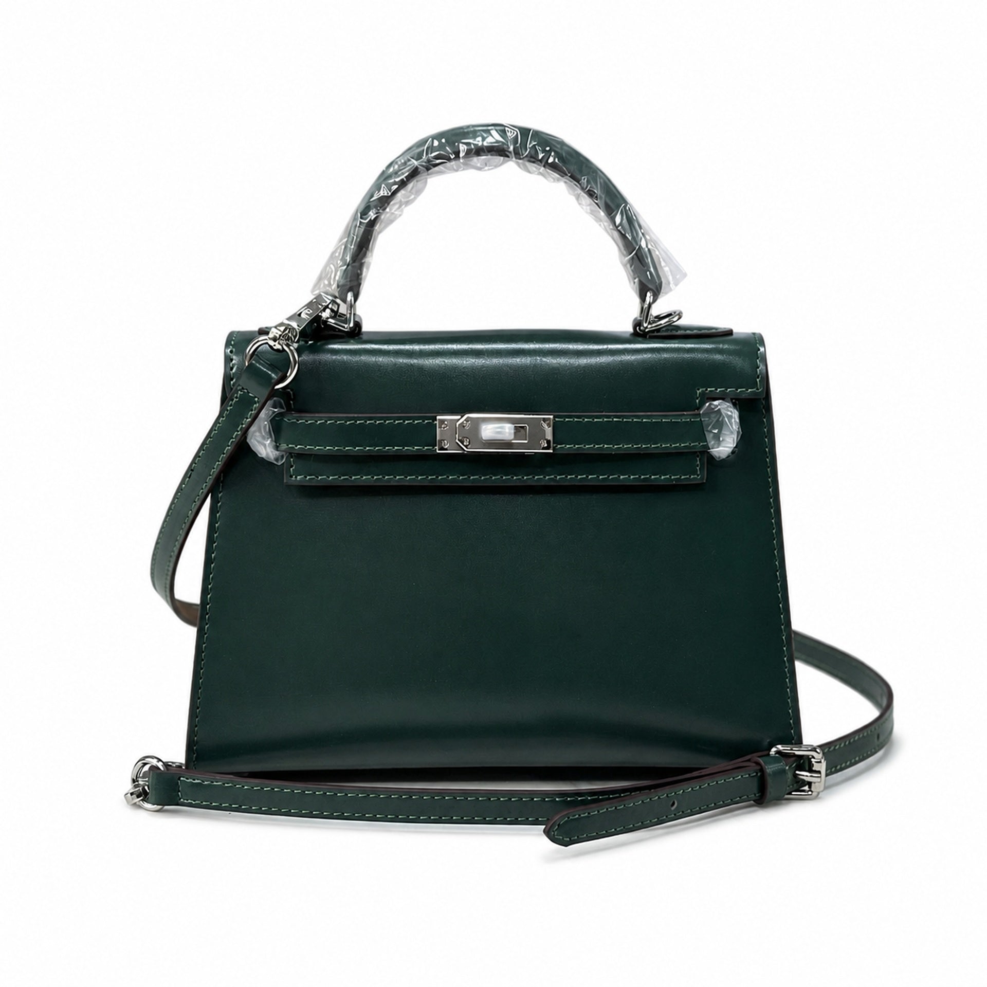 Kelly Sellier 19cm & 22cm & 25cm Vert Fonce Box Calf Leather Gold Hardware & Palladium Hardware Women Handbag