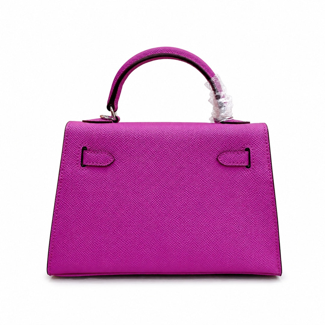 Mini Kelly II Sellier 19cm & 22cm Rose Pourpre Epsom Leather Palladium Hardware Women Mini Handbag