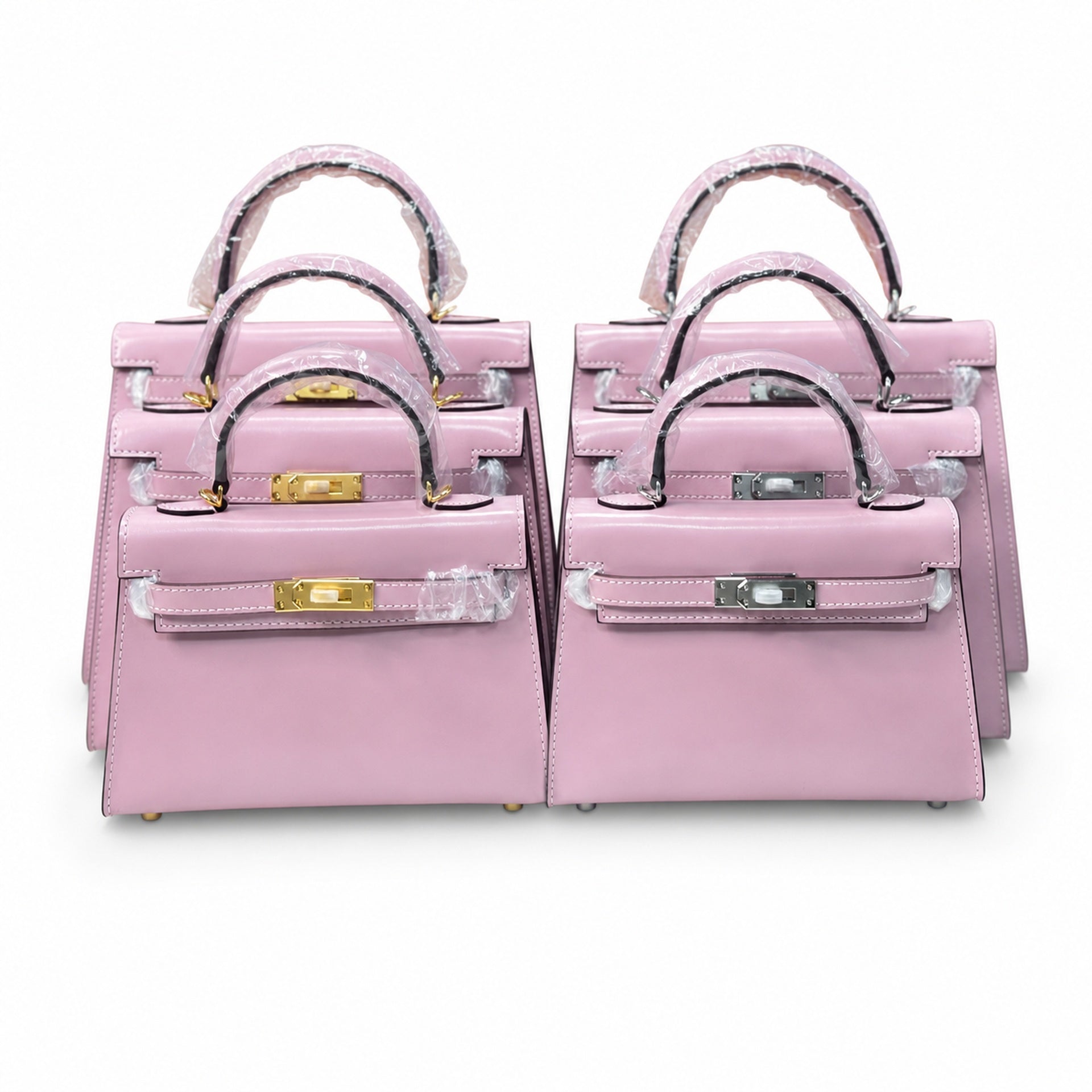 Kelly Sellier 19cm & 22cm & 25cm Rose Sakura Box Calf Leather Gold Hardware & Palladium Hardware Women Handbag