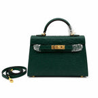 Mini Kelly II Sellier 19cm Vert Cypress Epsom Leather Gold Hardware Mini Women Handbag