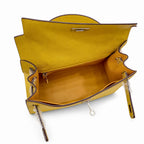 Kelly Sellier 25cm & 28cm Jaune Ambre Epsom Leather Palladium Hardware Women Luxury Handbag