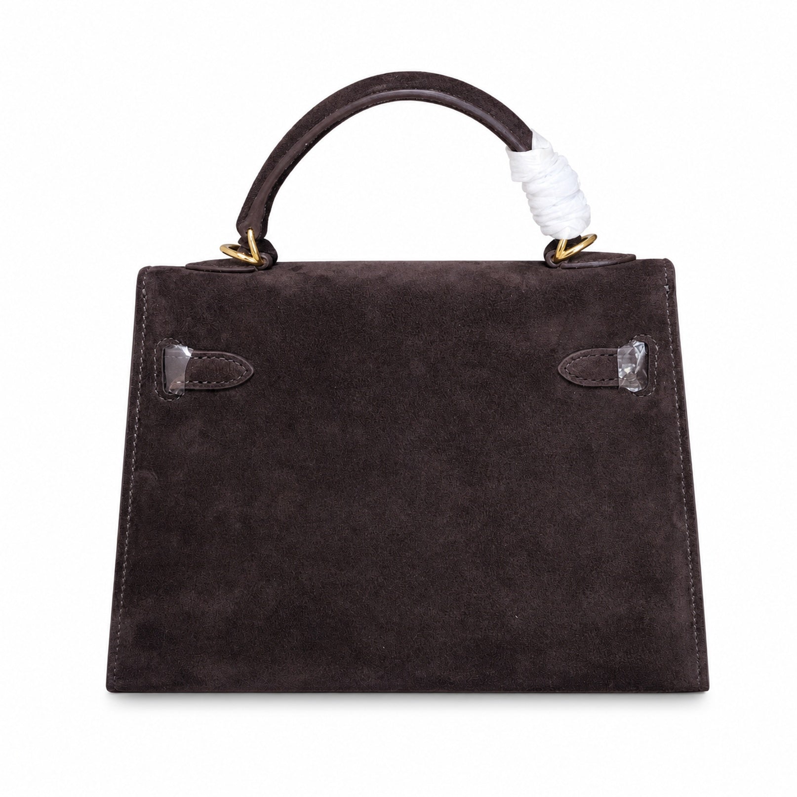 Mini Kelly Sellier 22cm Ebene Suede Leather Gold Hardware Women Mini Handbag