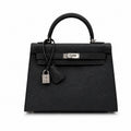 Kelly Sellier 25cm & 28cm Noir Epsom Leather Palladium Hardware Women Luxury Handbag