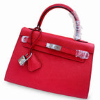 Kelly Sellier 25cm & 28cm Rouge Casaque Epsom Leather Palladium Hardware Crossbody Handbag