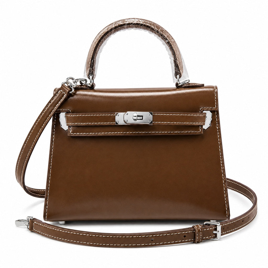 Kelly Sellier 19cm & 22cm & 25cm Ebene Box Calf Leather Gold Hardware & Palladium Hardware Women Handbag