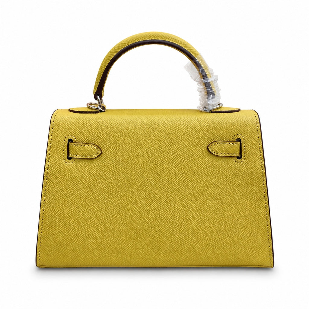 Mini Kelly II Sellier 19cm & 22cm Jaune Ambre Epsom Leather Palladium Hardware Women Mini Handbag