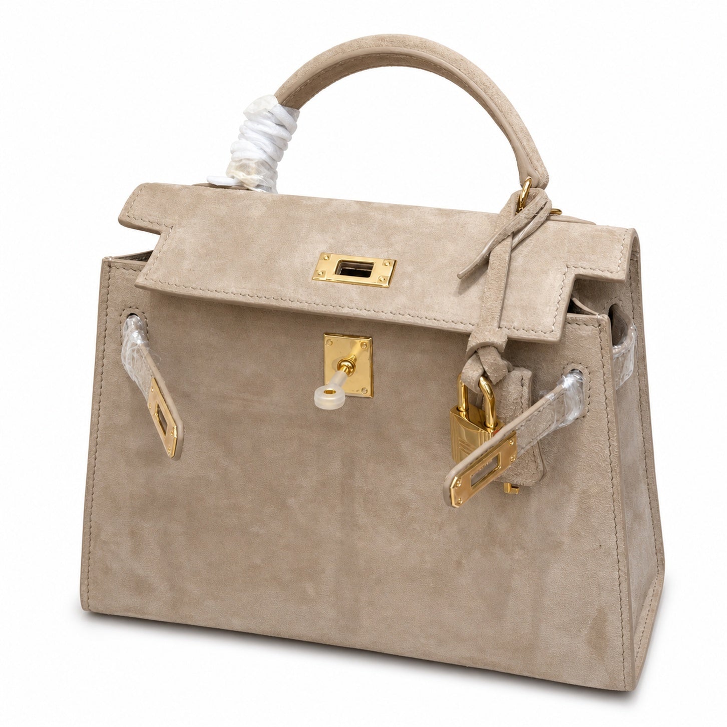 Mini Kelly Sellier 22cm Trench Suede Leather Gold Hardware Women Mini Handbag