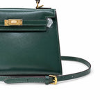Kelly Sellier 19cm & 22cm & 25cm Vert Fonce Box Calf Leather Gold Hardware & Palladium Hardware Women Handbag