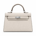 Mini Kelly II Sellier 19cm & 22cm Craie Epsom Leather Palladium Hardware Women Mini Handba