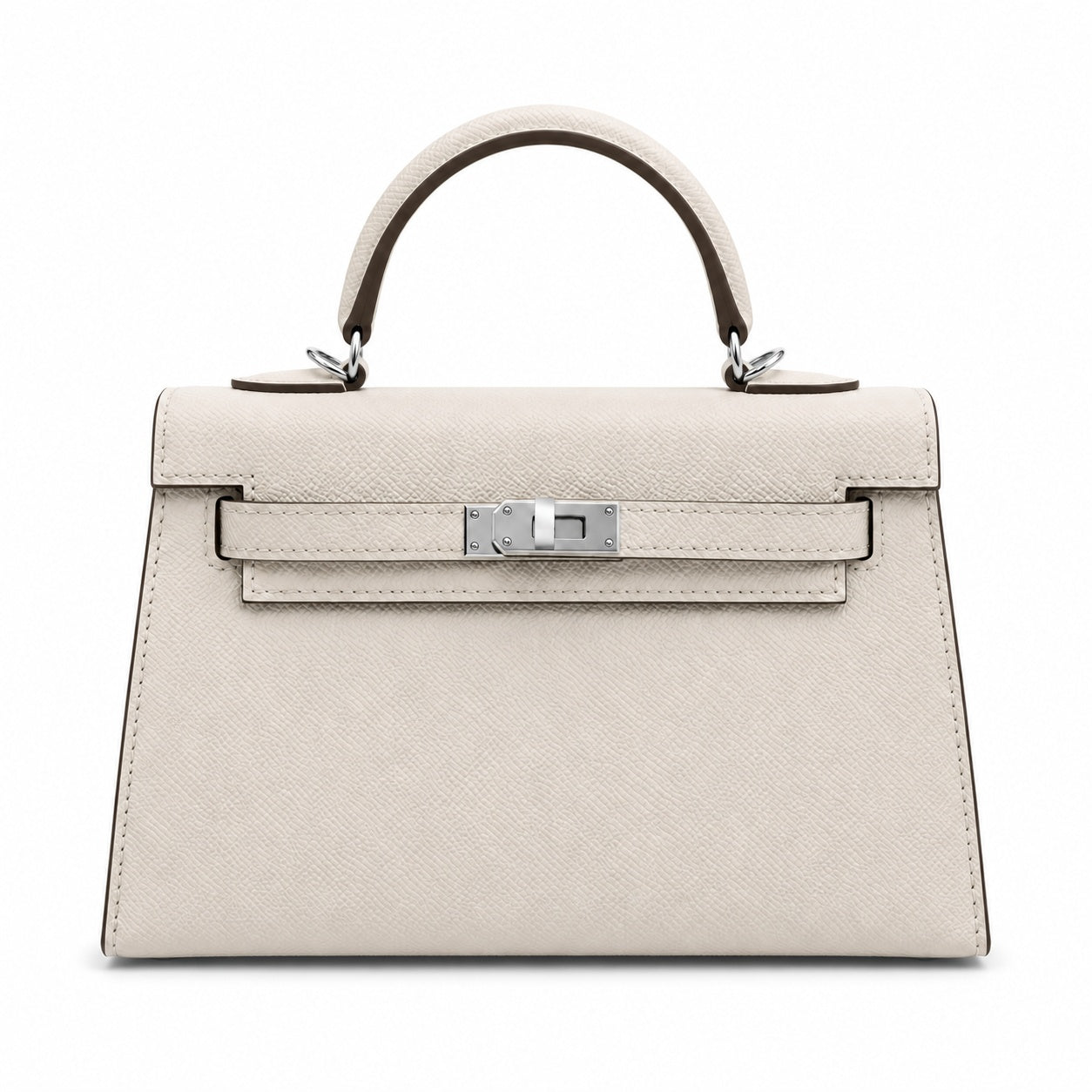 Mini Kelly II Sellier 19cm & 22cm Craie Epsom Leather Palladium Hardware Women Mini Handba