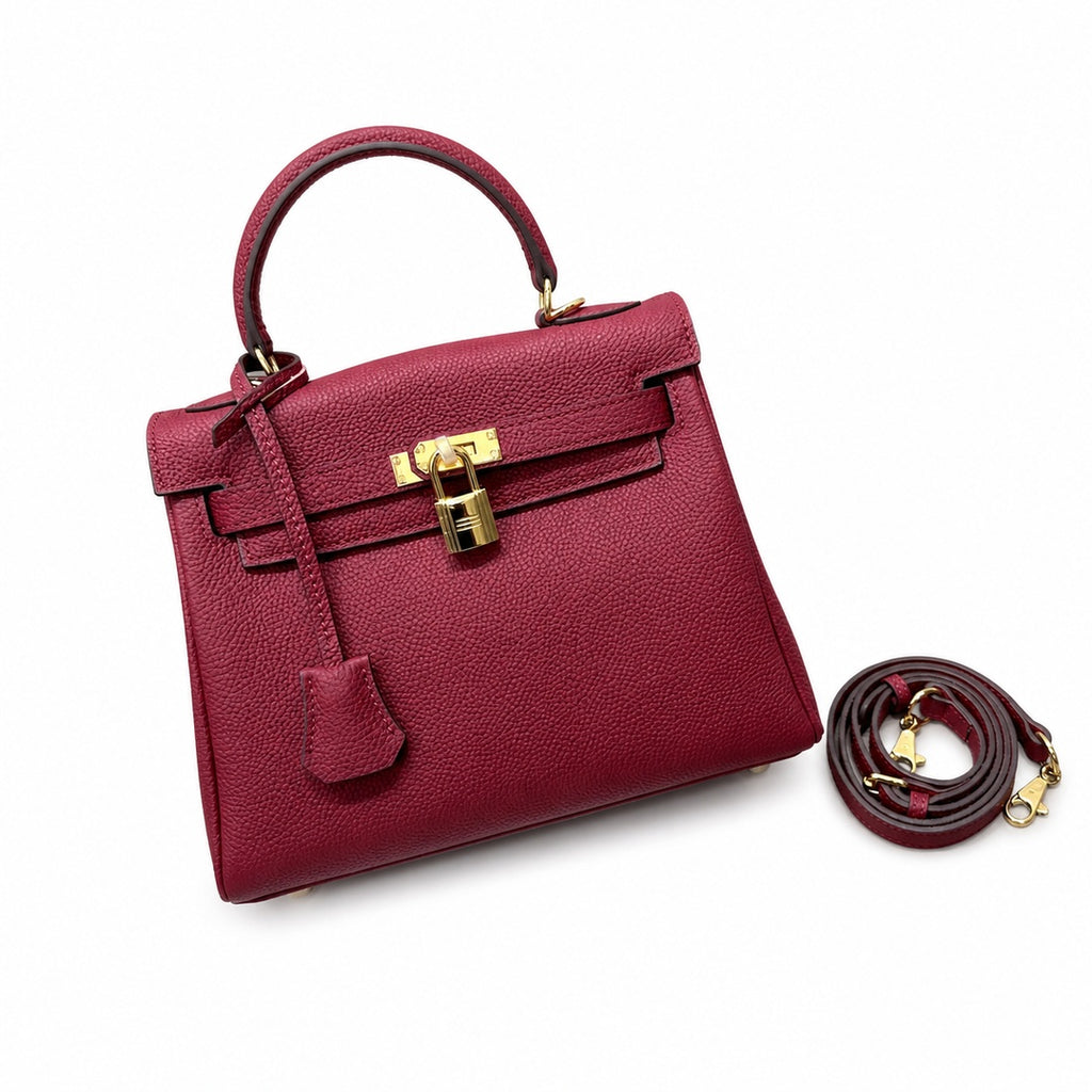 Kelly Sellier 20cm & 25cm & 28cm Rouge H Togo Leather Gold Hardware Women Handbag