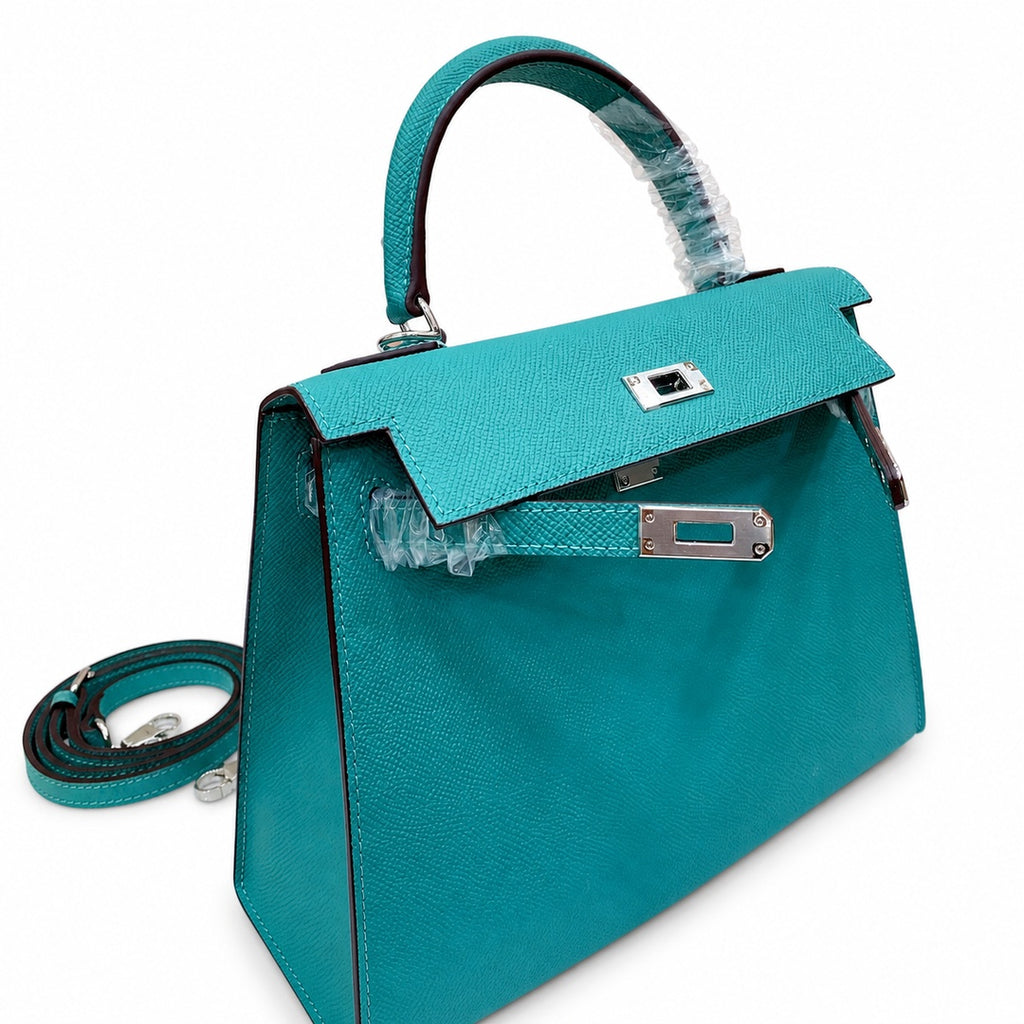 Kelly Sellier 25cm & 28cm Vert Jade Epsom Leather Palladium Hardware Daily Designer Handba