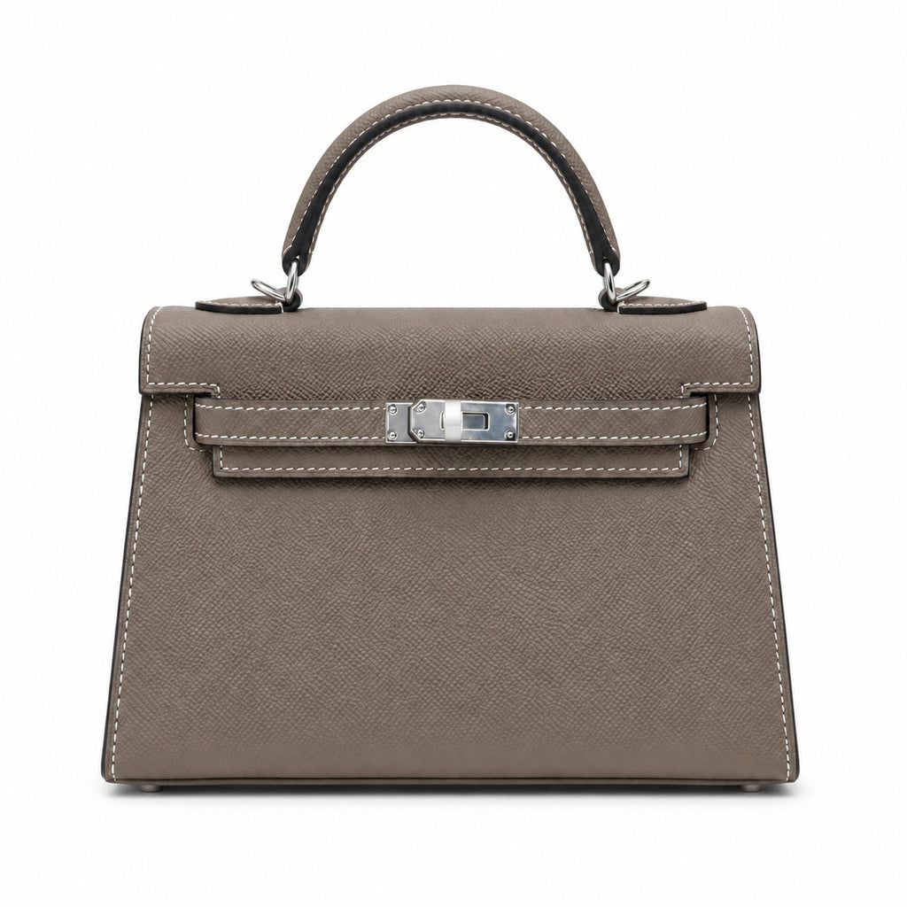 Mini Kelly II Sellier 19cm & 22cm Gris Asphalte Epsom Leather Palladium Hardware Women Mini Handbag
