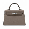 Mini Kelly II Sellier 19cm & 22cm Gris Asphalte Epsom Leather Palladium Hardware Women Mini Handbag