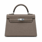Mini Kelly II Sellier 19cm & 22cm Gris Asphalte Epsom Leather Palladium Hardware Women Mini Handbag