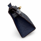 Mini Kelly Sellier 22cm Bleu Nuit Ostrich Leather Gold Hardware Women Mini Handbag