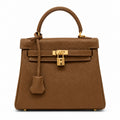 Kelly Sellier 20cm & 25cm & 28cm Chocolat Togo Leather Gold Hardware Women Handbag