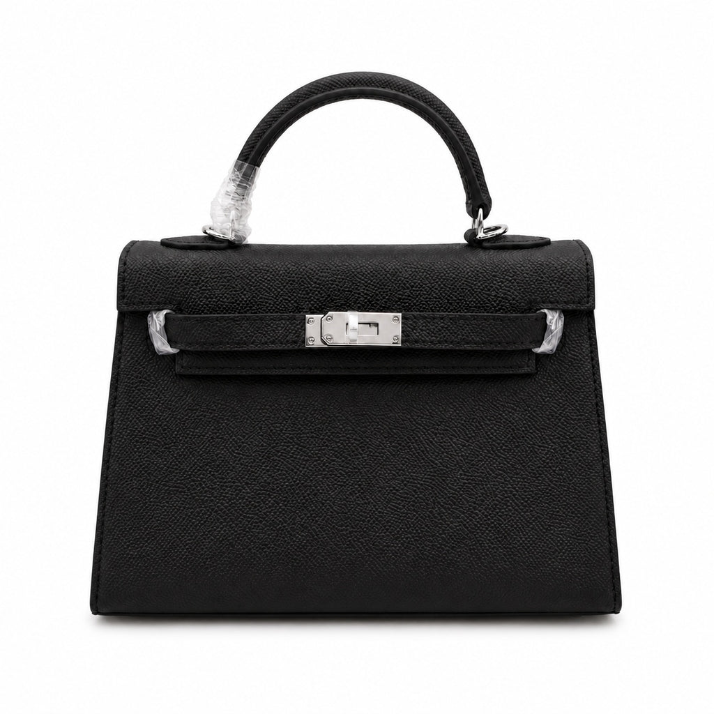 Mini Kelly II Sellier 19cm & 22cm Noir Epsom Leather Palladium Hardware Women Mini Handbag