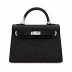 Mini Kelly II Sellier 19cm & 22cm Noir Epsom Leather Palladium Hardware Women Mini Handbag