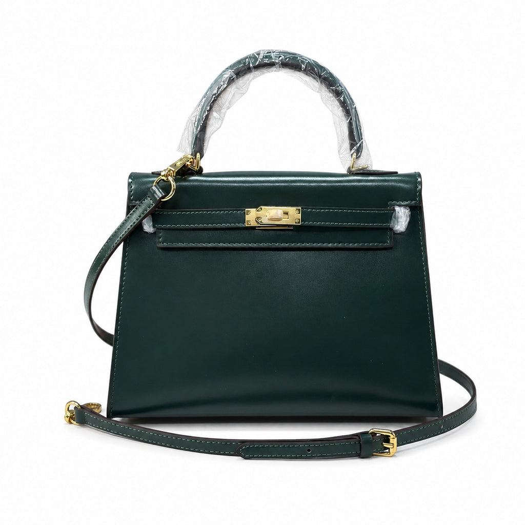 Kelly Sellier 19cm & 22cm & 25cm Vert Fonce Box Calf Leather Gold Hardware & Palladium Hardware Women Handbag