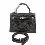 Kelly Sellier 22 Étoupe Shiny Alligator Silver Hardware