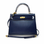 Kelly Sellier 19cm & 22cm & 25cm Bleu Nuit Box Calf Leather Gold Hardware & Palladium Hardware Women Handbag