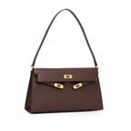 Kelly Elan 25 Underarm Baguette Bag, Genuine Top Layer Cowhide Goat Grain Leather, Gold Hardware Havane Brown Shoulder Purse, Low-key Old Money Vintage Style Daily Handbag Size 25×6.5×15cm