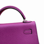 Mini Kelly II Sellier 19cm & 22cm Violet Epsom Leather Palladium Hardware Women Mini Handbag