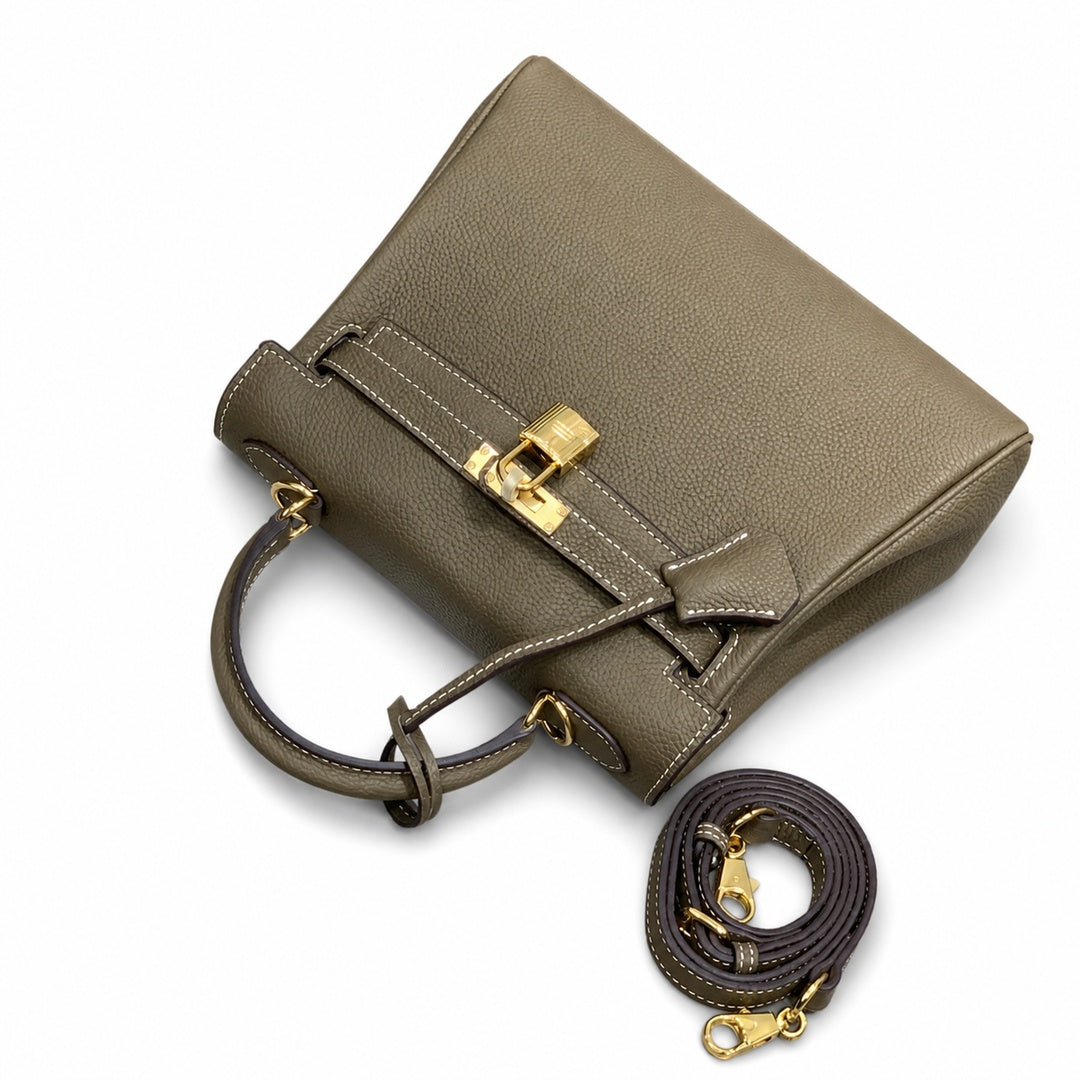 Kelly Sellier 20cm & 25cm & 28cm Etoupe Togo Leather Gold Hardware Women Handbag