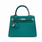 Kelly Sellier 25cm & 28cm Vert Jade Epsom Leather Palladium Hardware Daily Designer Handba
