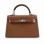 Mini Kelly II Sellier 19cm & 22cm Etoupe Epsom Leather Palladium Hardware Women Mini Handbag