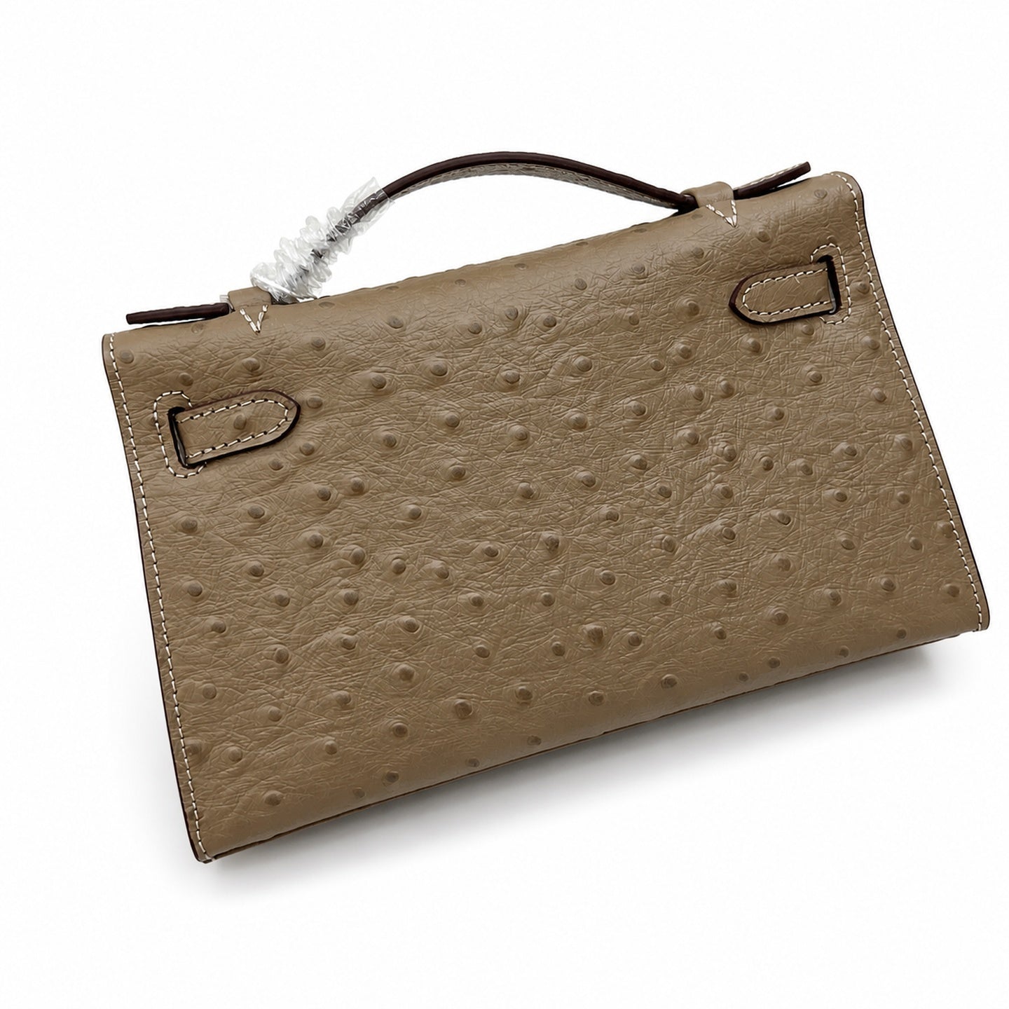 Mini Kelly II Sellier 19cm & 22cm Etoupe Ostrich Leather Gold Hardware Women Mini Handbag