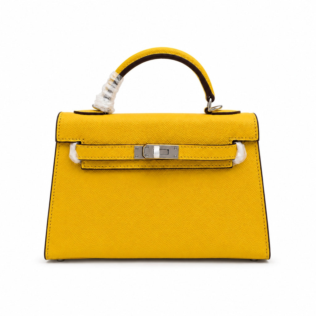 Mini Kelly II Sellier 19cm & 22cm Jaune Ambre Epsom Leather Palladium Hardware Women Mini Handbag