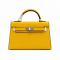 Mini Kelly II Sellier 19cm & 22cm Jaune Ambre Epsom Leather Palladium Hardware Women Mini Handbag