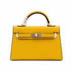 Mini Kelly II Sellier 19cm & 22cm Jaune Ambre Epsom Leather Palladium Hardware Women Mini Handbag
