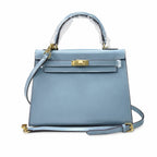 Kelly Sellier 19cm & 22cm & 25cm Bleu Lin Box Calf Leather Gold Hardware & Palladium Hardware Women Handbag