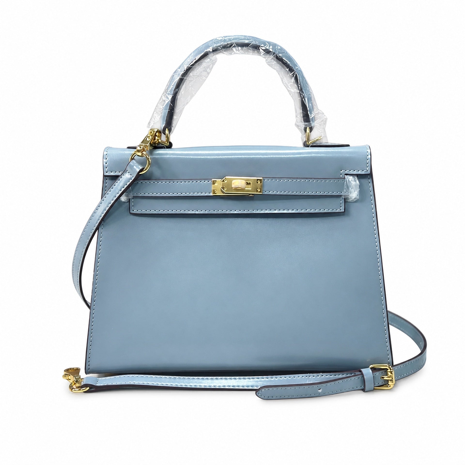 Kelly Sellier 19cm & 22cm & 25cm Bleu Lin Box Calf Leather Gold Hardware & Palladium Hardware Women Handbag