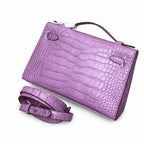 Kelly Pochette Lilac Shiny Niloticus Crocodile Leather Palladium Hardware Women Clutch Bag
