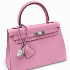 Kelly Sellier 25cm & 28cm Rose Confetti Epsom Leather Palladium Hardware Crossbody Handbag