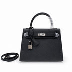 Kelly Sellier 25cm & 28cm Noir Epsom Leather Palladium Hardware Women Luxury Handbag