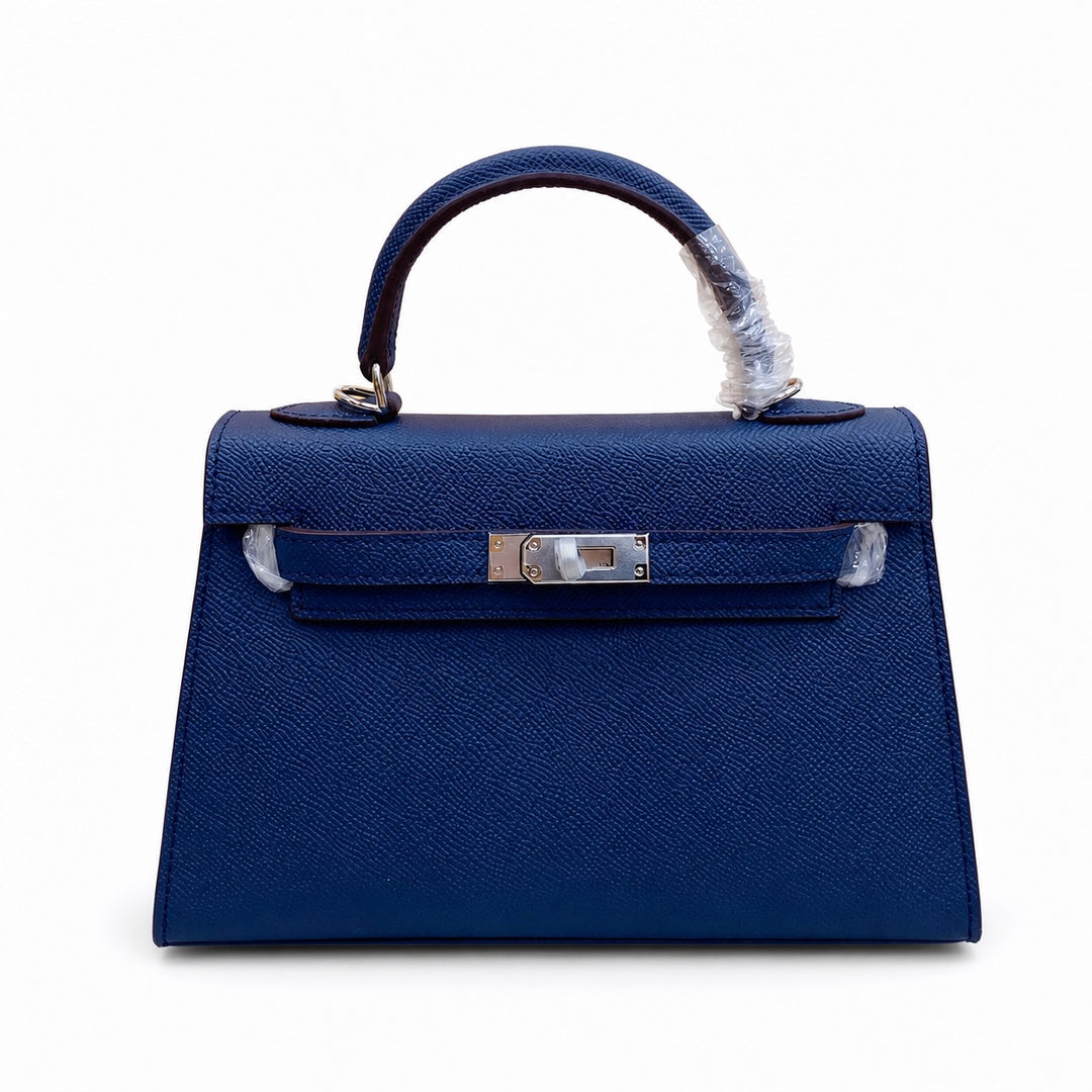 Mini Kelly II Sellier 19cm & 22cm Bleu Nuit Epsom Leather Palladium Hardware Women Mini Handbag