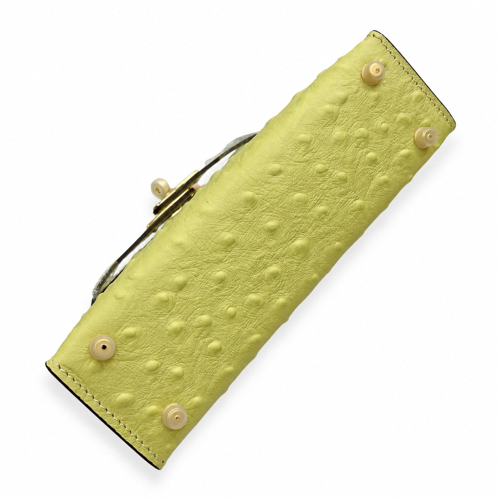 Mini Kelly II 19cm Sellier Jaune Poussin Ostrich Gold Hardware Luxury Mini Handbag