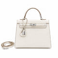 Kelly Sellier 25cm & 28cm Craie Epsom Leather Palladium Hardware Women Luxury Handbag