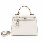 Kelly Sellier 25cm & 28cm Craie Epsom Leather Palladium Hardware Women Luxury Handbag