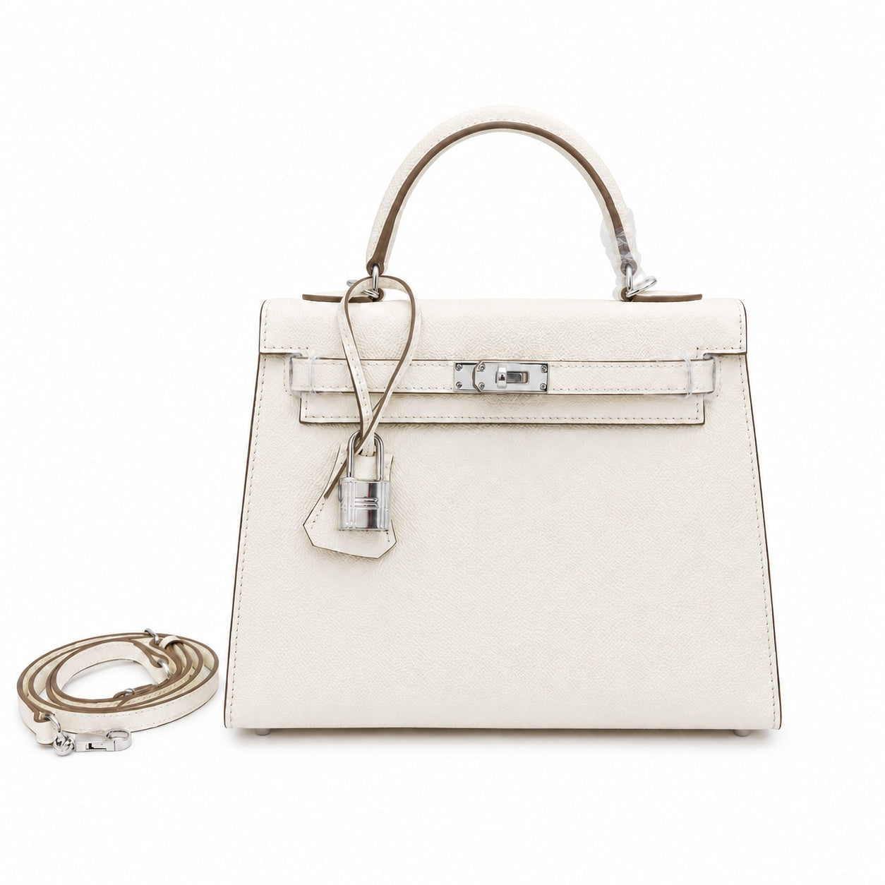 Kelly Sellier 25cm & 28cm Craie Epsom Leather Palladium Hardware Women Luxury Handbag