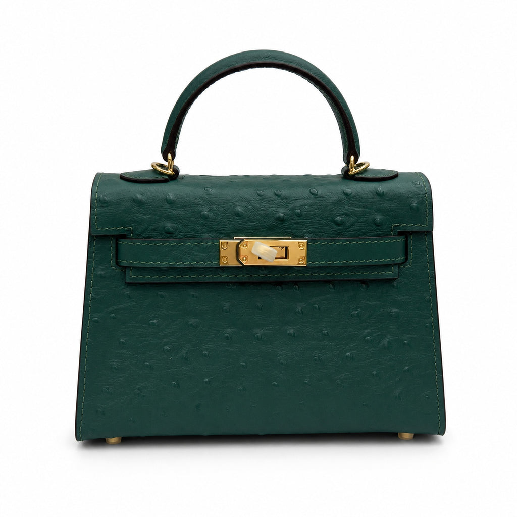Mini Kelly II Sellier 19cm Vert Cypress Epsom Leather Gold Hardware Mini Women Handbag