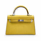 Mini Kelly II Sellier 19cm & 22cm Jaune Ambre Epsom Leather Palladium Hardware Women Mini Handbag