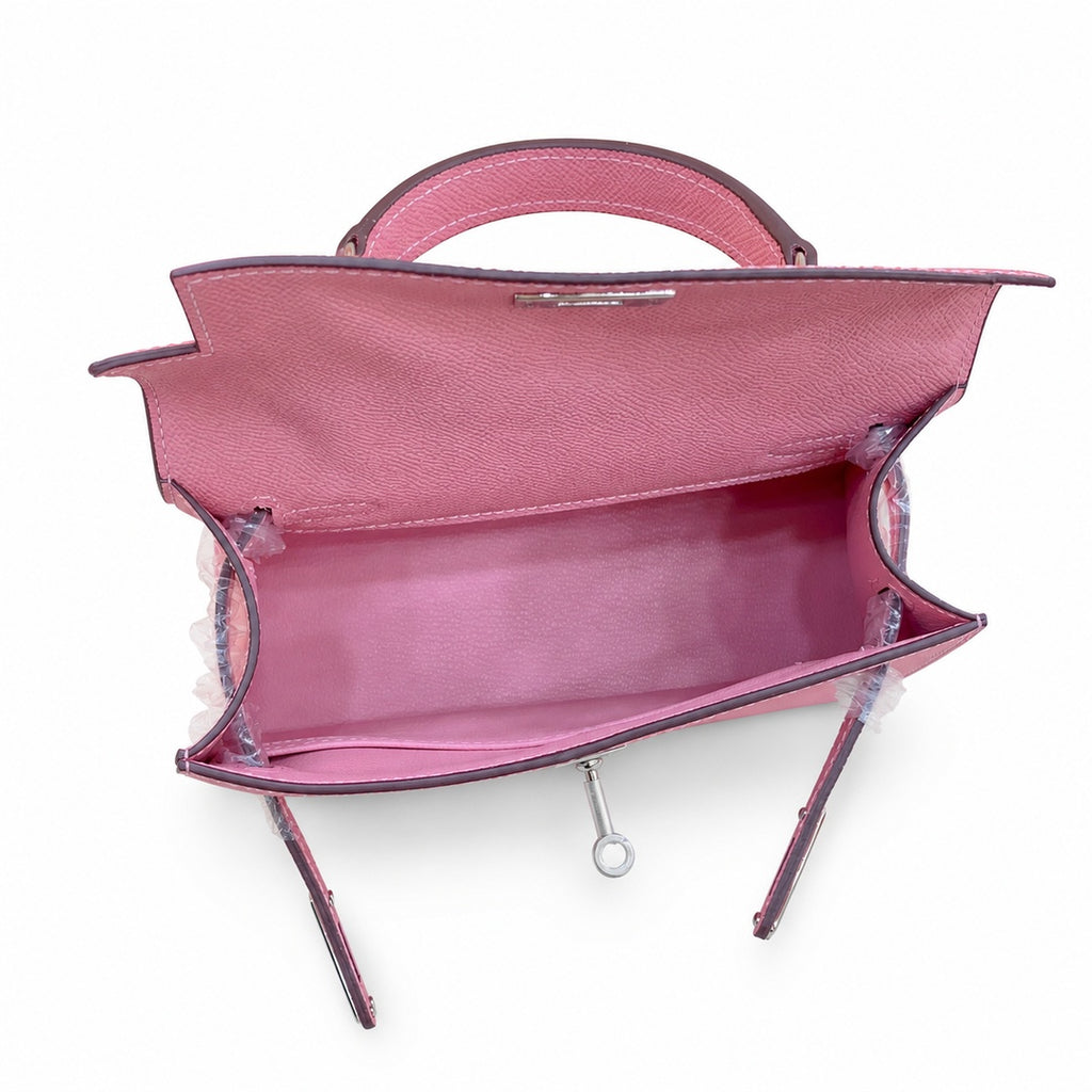 Mini Kelly II Sellier 19cm & 22cm Rose Confetti Epsom Leather Palladium Hardware Women Mini Handbag