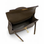 Mini Kelly II 19cm Sellier Etoupe Ostrich Gold Hardware Designer Mini Shoulder Purse