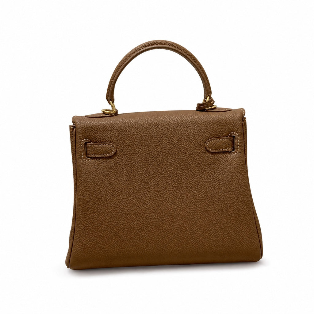 Kelly Sellier 20cm & 25cm & 28cm Chocolat Togo Leather Gold Hardware Women Handbag